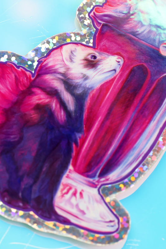 "Neon Whiskers" Rainbow Glitter Sticker