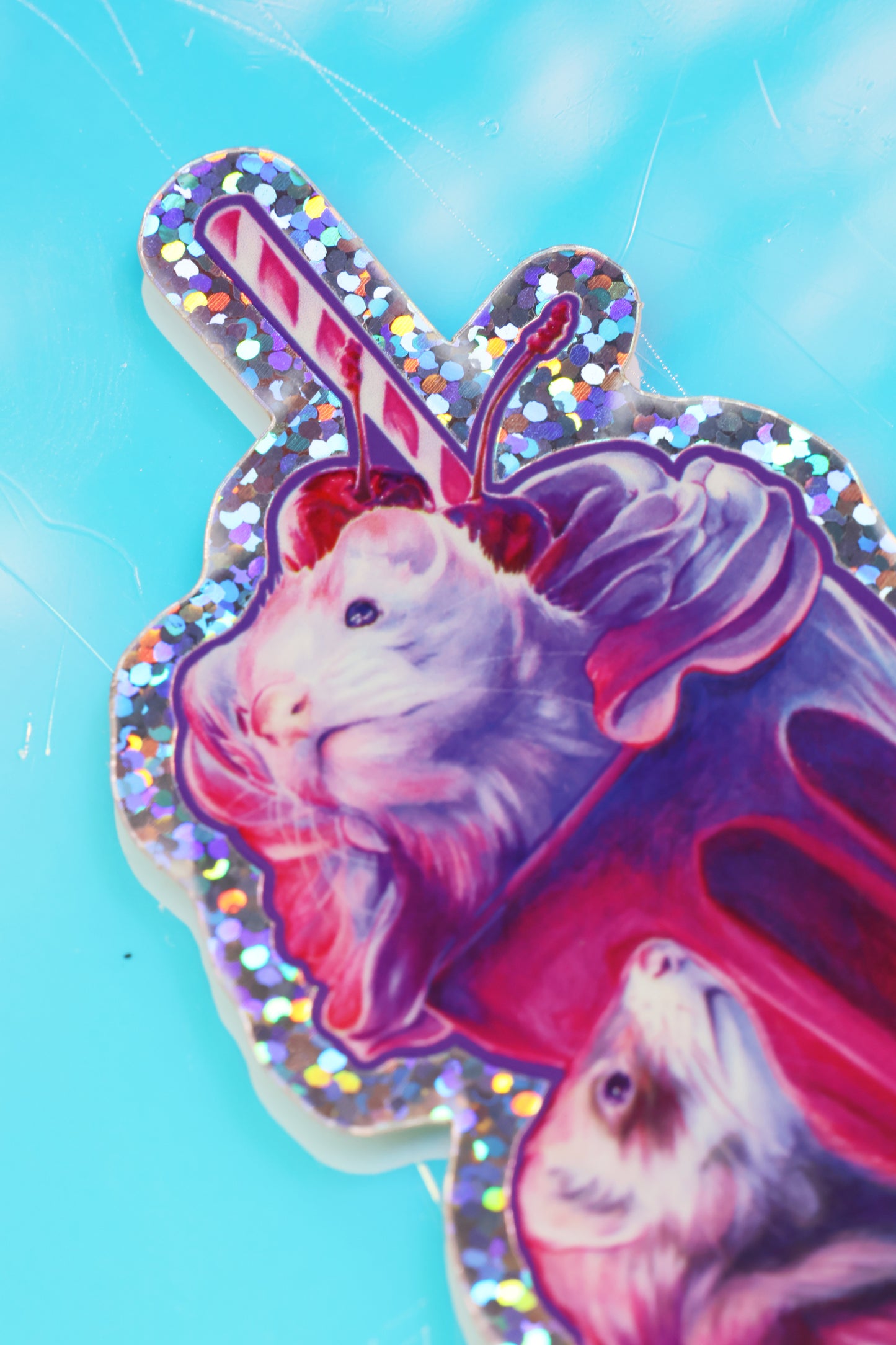 "Neon Whiskers" Rainbow Glitter Sticker
