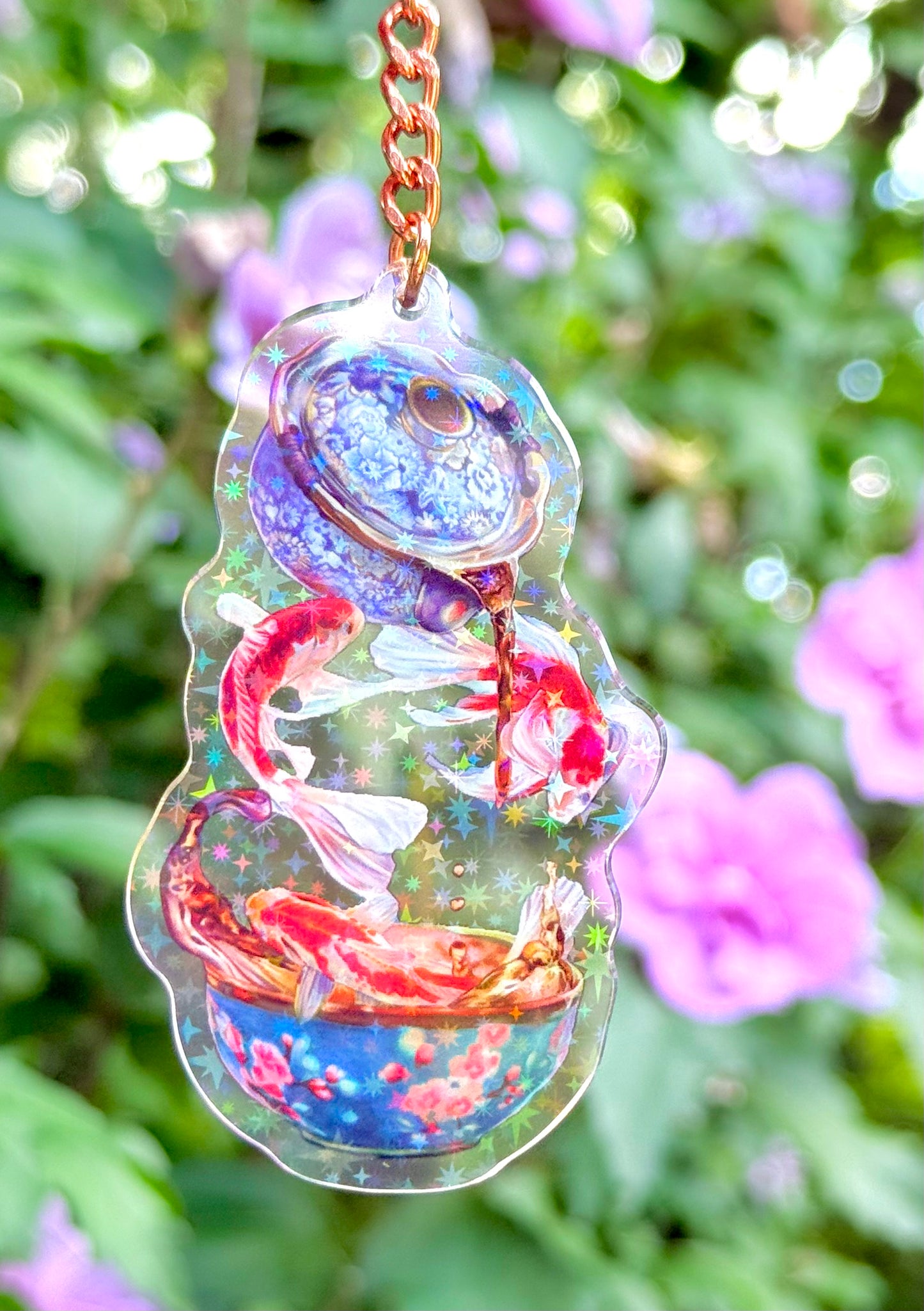 Dreams of Koi - Holographic Star Glitter Acrylic Keychain