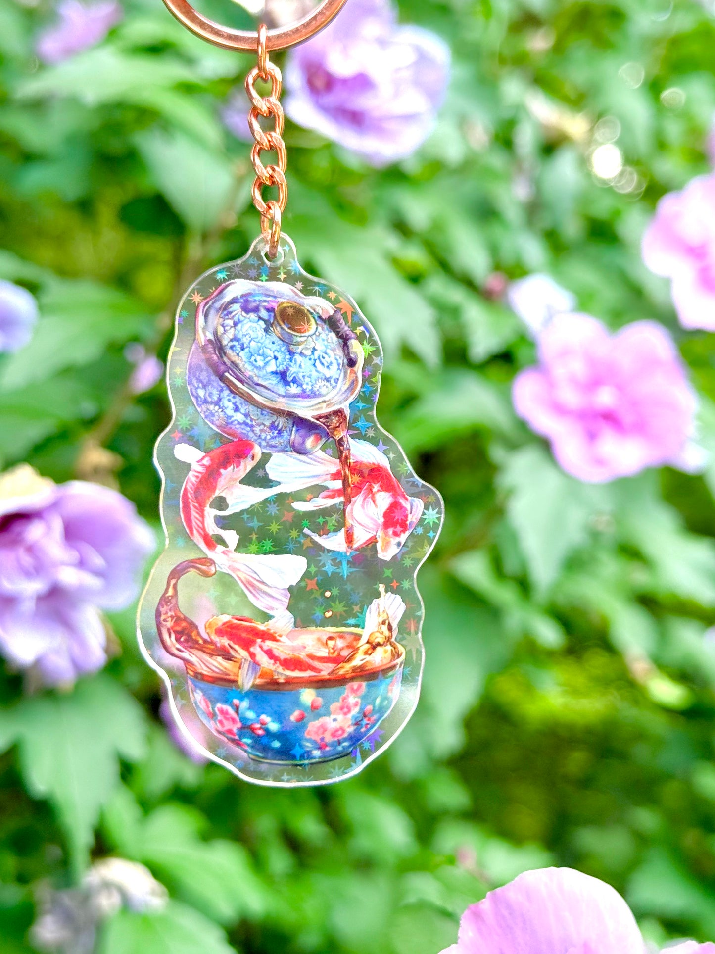 Dreams of Koi - Holographic Star Glitter Acrylic Keychain