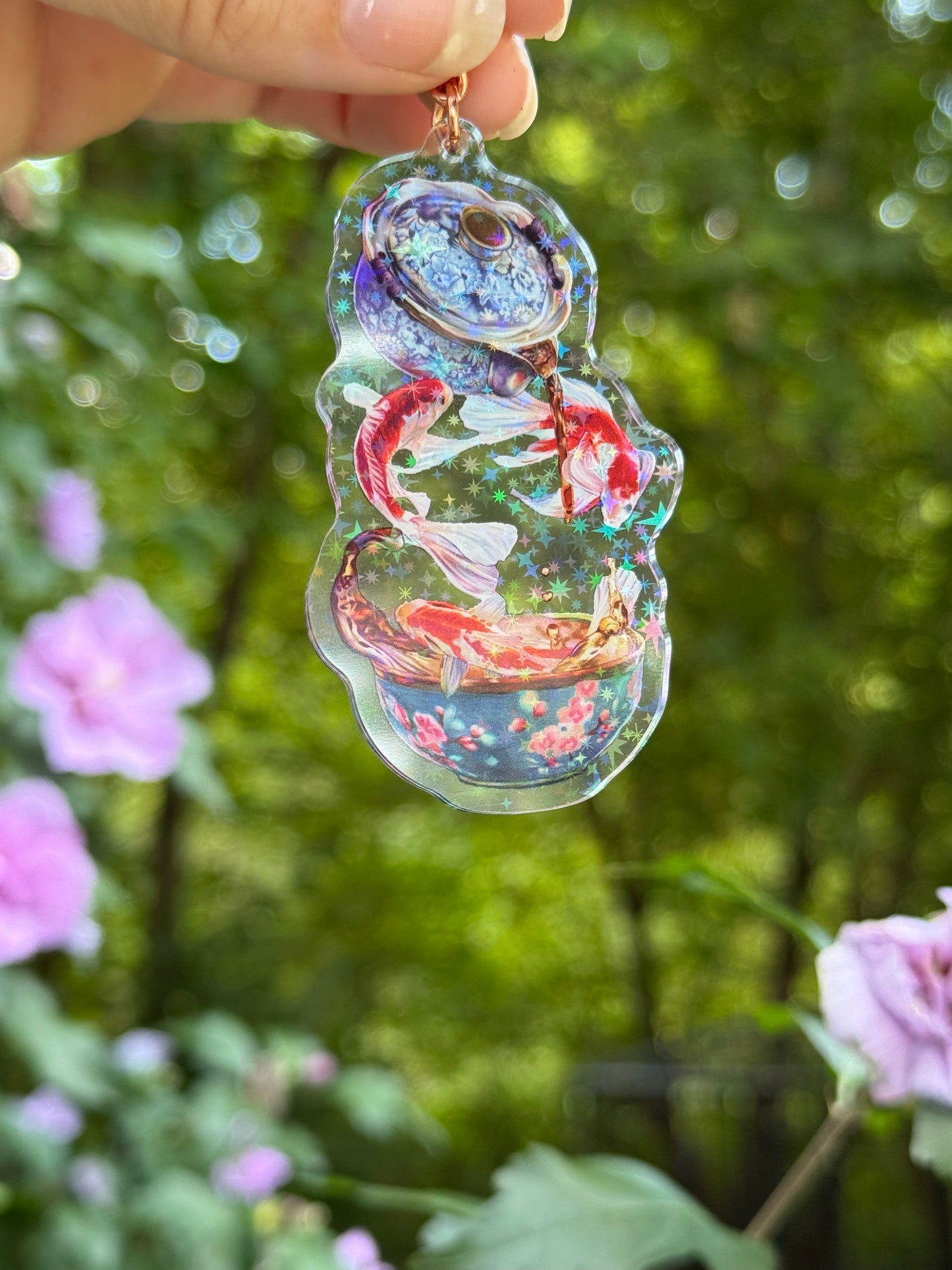 Dreams of Koi - Holographic Star Glitter Acrylic Keychain