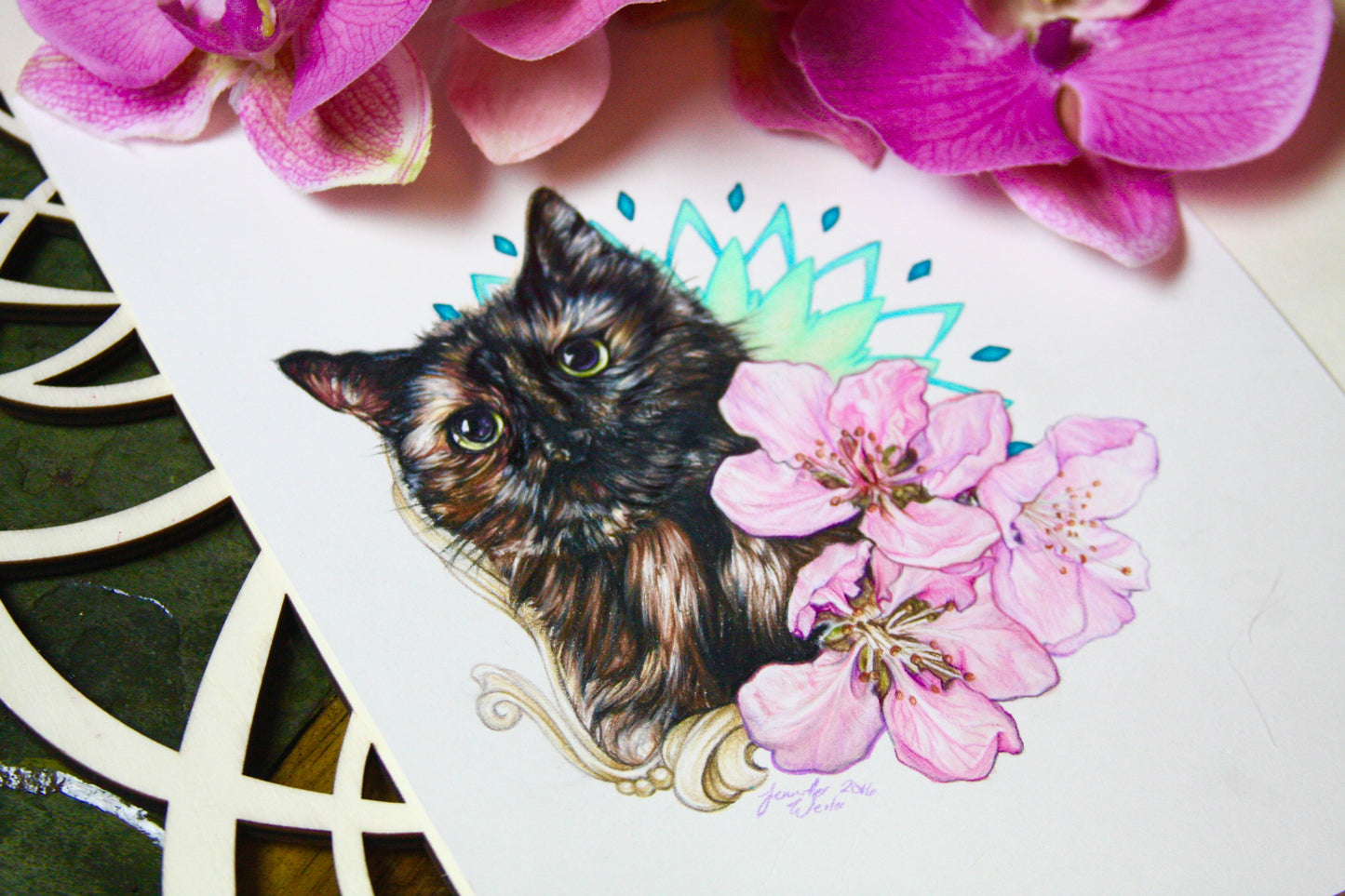 "Moonshine with Flowers" Original Drawing