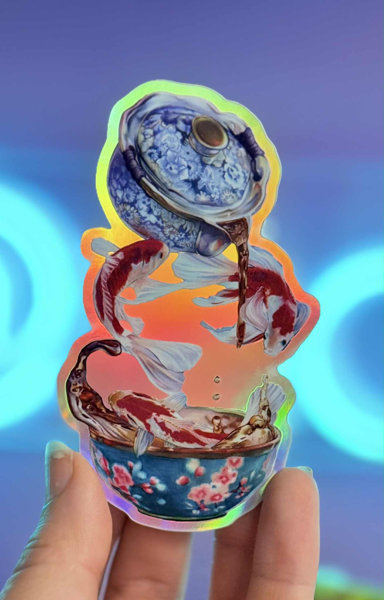 "Dreams of Koi" Rainbow Holographic Sticker