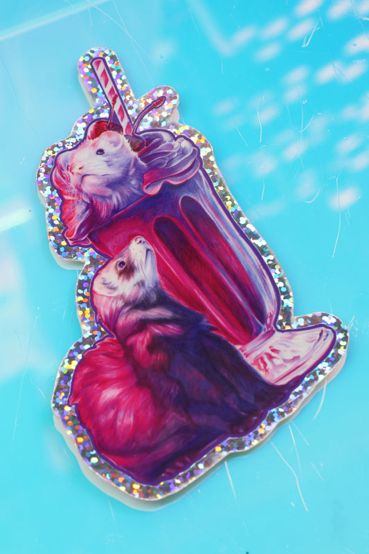 "Neon Whiskers" Rainbow Glitter Sticker