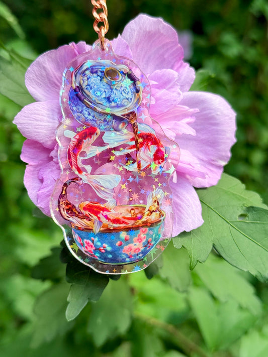 Dreams of Koi - Holographic Star Glitter Acrylic Keychain