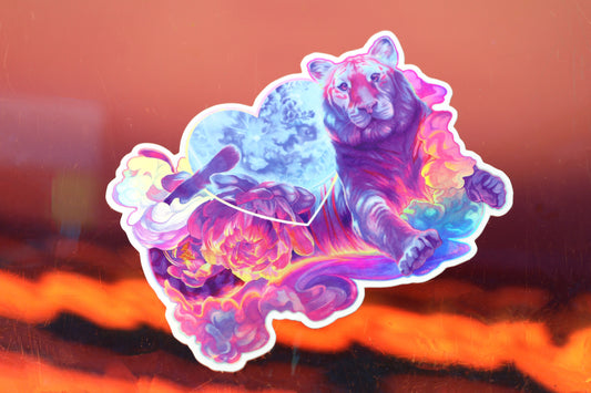 "Chasing the Porcelain Moon" Rainbow Holographic Sticker