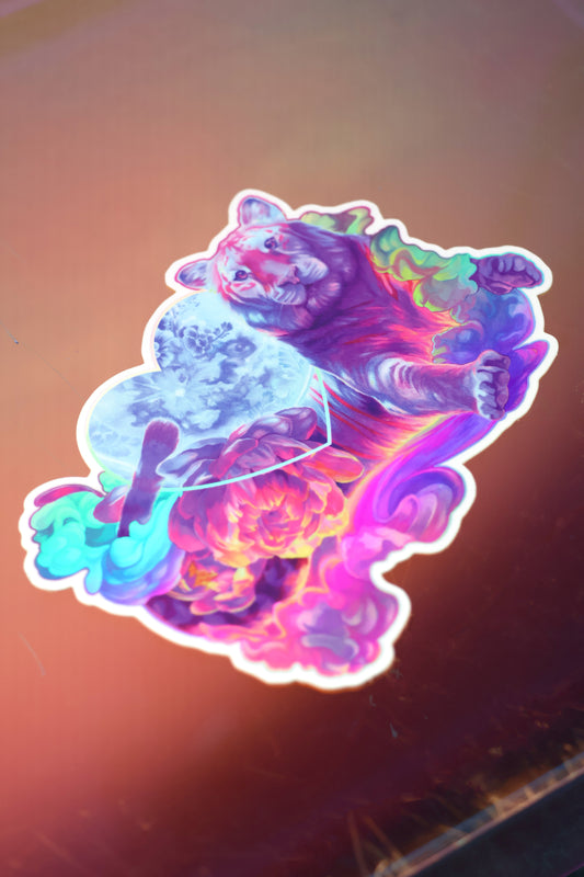 "Chasing the Porcelain Moon" Rainbow Holographic Sticker